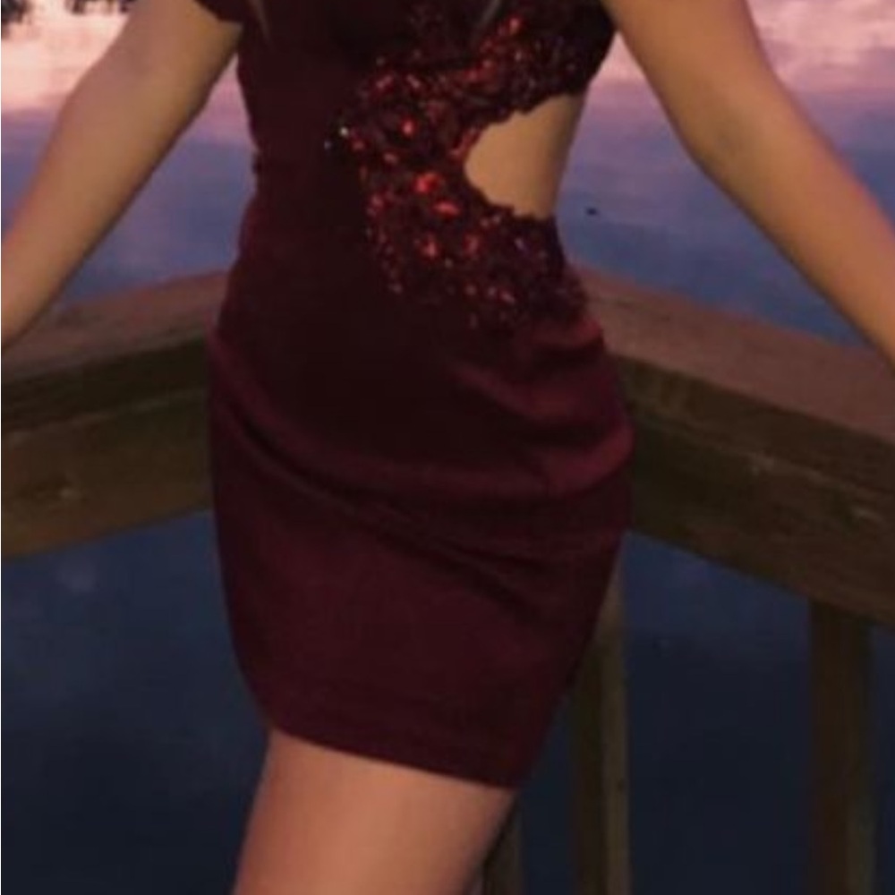 Elegant Burgundy Sequin Dress